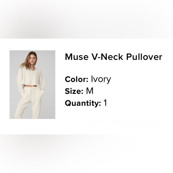 ALO Muse V-Neck Pullover in Ivory - Picture 6 of 6